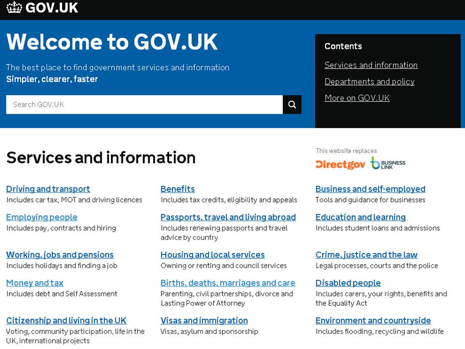 Screengrab of gov.uk